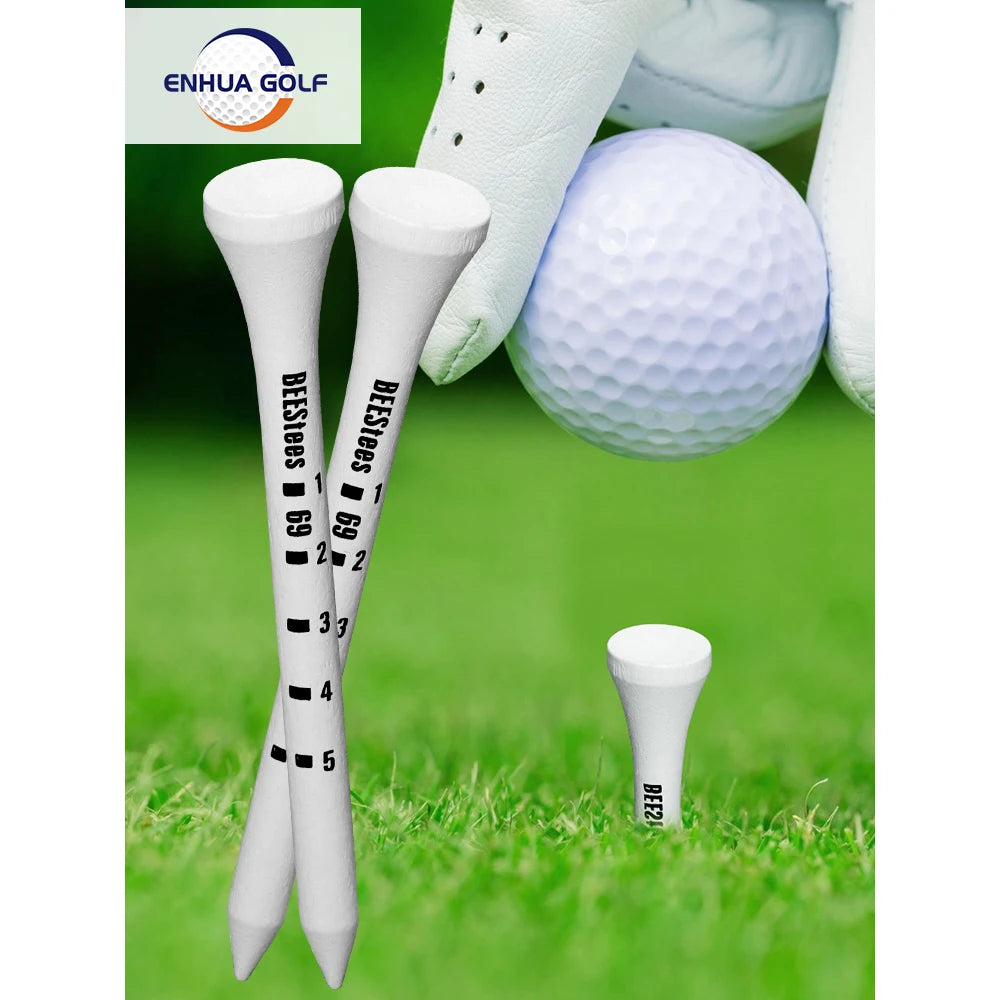 Golf Tees 70mm Wood 100 PCS Professional White Wooden Striped Digital Scale Golf Tees 83mm White Golf Wood Tee Golf Accesories
