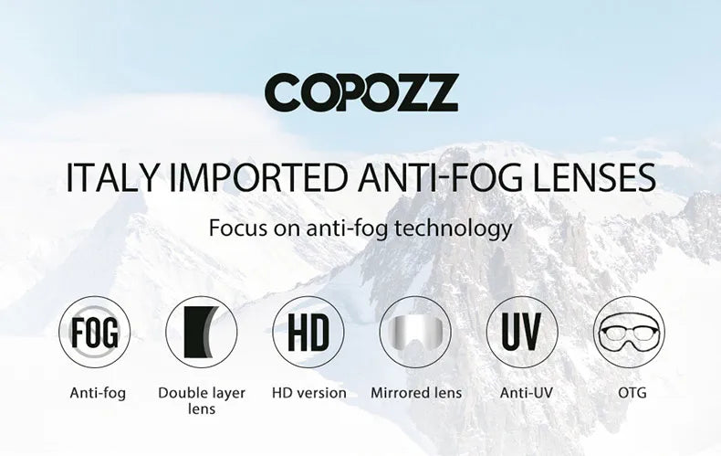 COPOZZ Brand Ski Goggles Men Women double layers big Snowboard Goggles Anti-fog UV400 Skate Skiing Snowboard Goggles