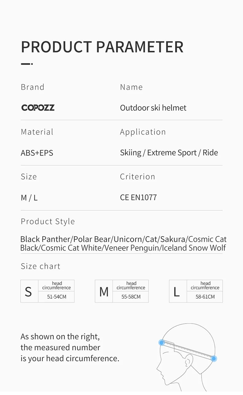 COPOZZ New Unisex Ski Helmet Certificate Half-covered Anti-impact Skiing Helmet For Adult and Kids Snow Safety Snowboard Helmet