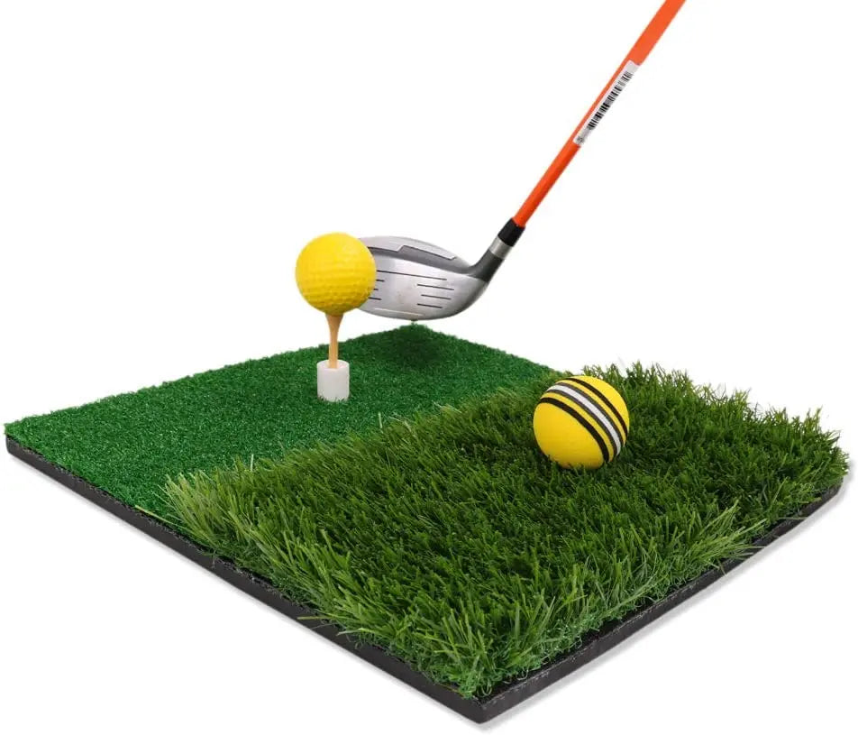 Dual Surface Turf Golf Practice Hitting Mat Portable Golf Hitting Mat Rubber Tee Holder and 6 Golf Practice Balls Included