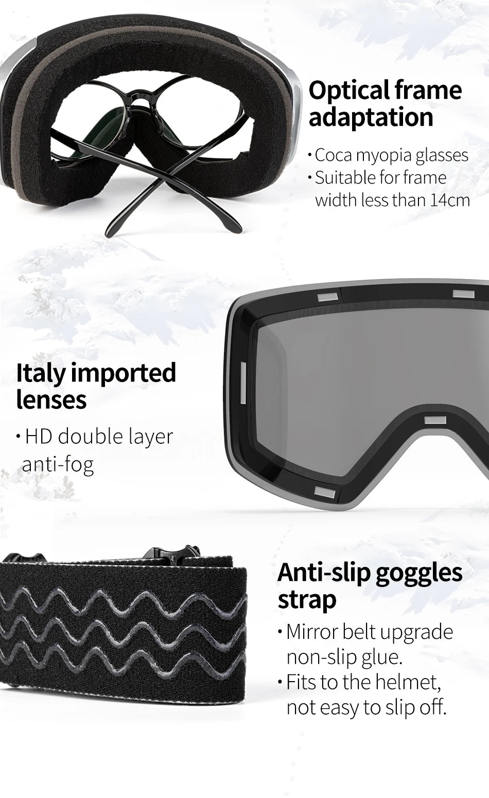 COPOZZ OTG Ski Goggle Snowboard Mask For Men Women Yellow Lens Case Eyewear Kit Cylindrical UV400 Protection Snow Glasses Adult