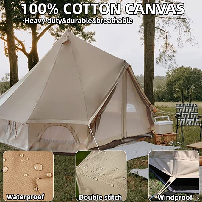 Cotton Canvas Yurt Tent With DIY Cutting Rooftop Stove Jack Bell Tent