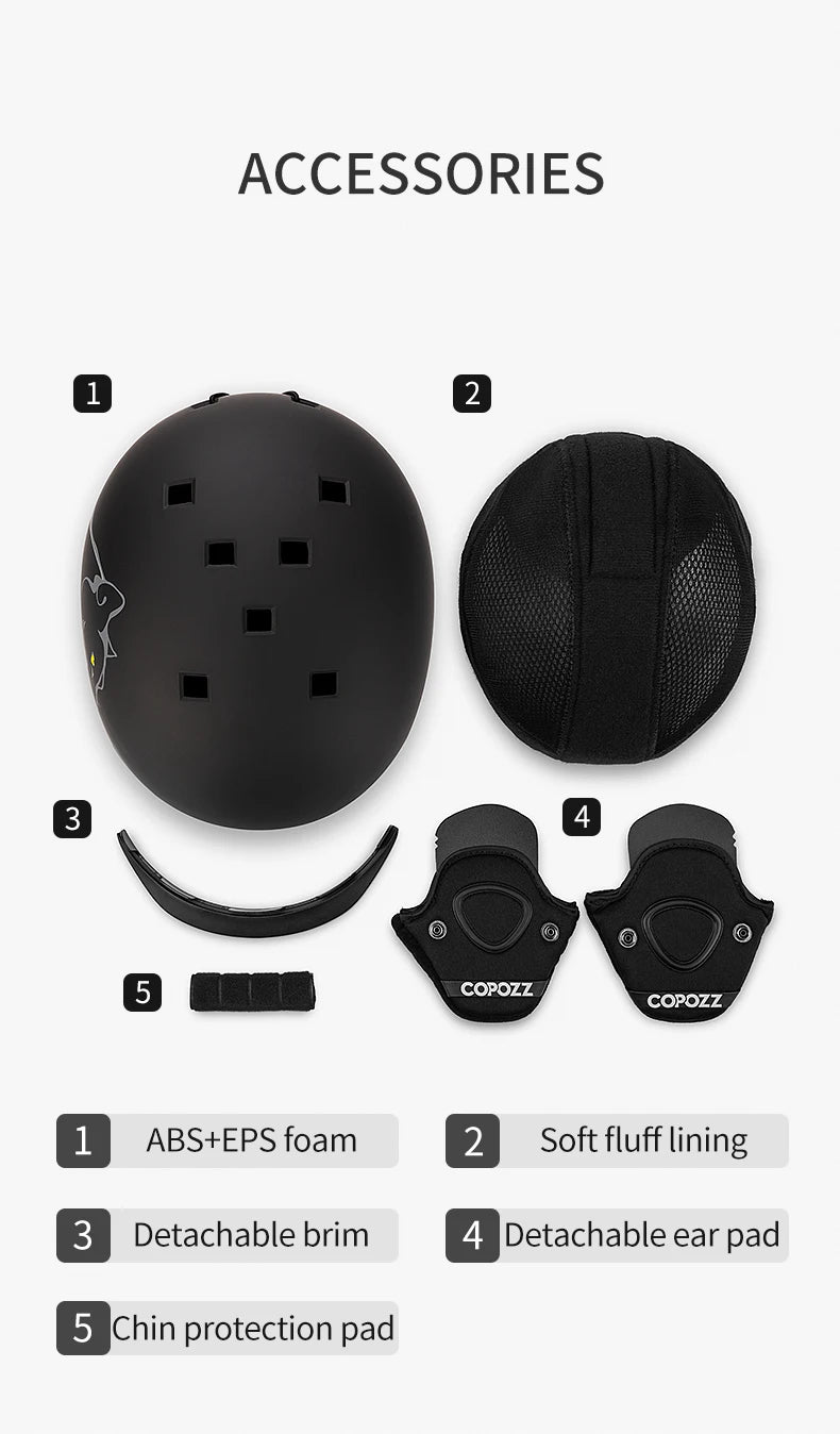 COPOZZ New Unisex Ski Helmet Certificate Half-covered Anti-impact Skiing Helmet For Adult and Kids Snow Safety Snowboard Helmet