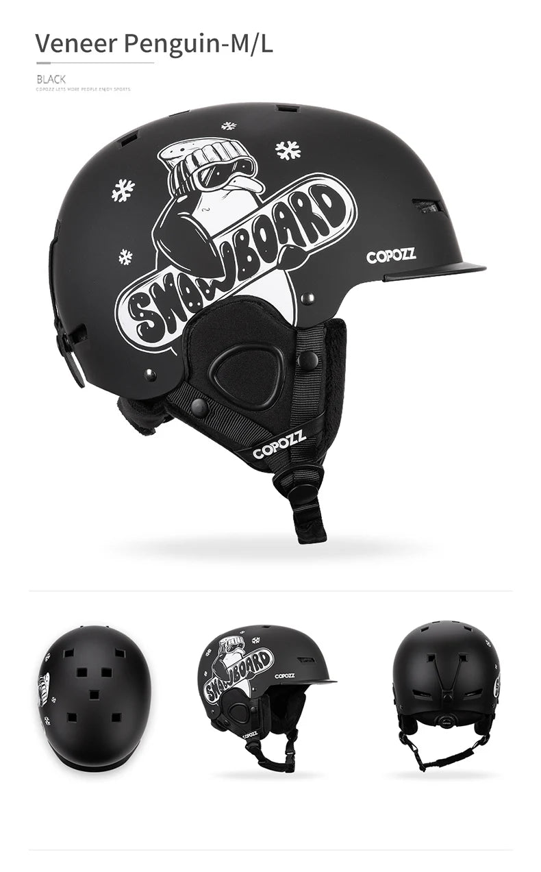 COPOZZ New Unisex Ski Helmet Certificate Half-covered Anti-impact Skiing Helmet For Adult and Kids Snow Safety Snowboard Helmet