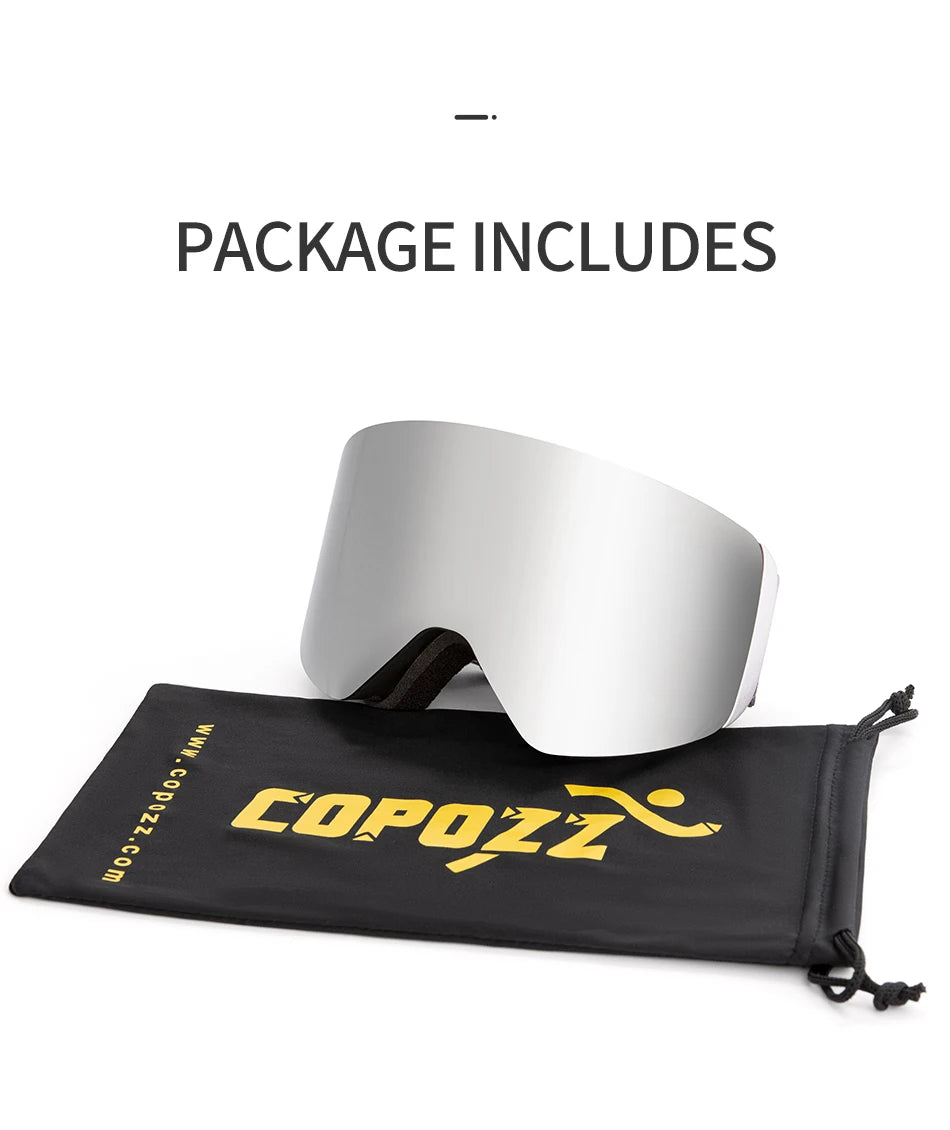 COPOZZ OTG Ski Goggle Snowboard Mask For Men Women Yellow Lens Case Eyewear Kit Cylindrical UV400 Protection Snow Glasses Adult