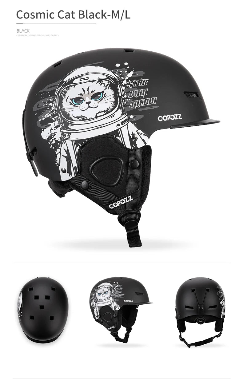 COPOZZ New Unisex Ski Helmet Certificate Half-covered Anti-impact Skiing Helmet For Adult and Kids Snow Safety Snowboard Helmet