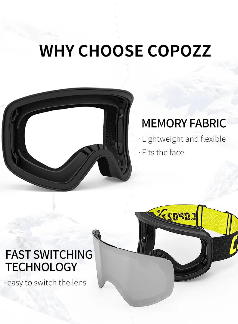 COPOZZ Brand Ski Goggles Men Women double layers big Snowboard Goggles Anti-fog UV400 Skate Skiing Snowboard Goggles