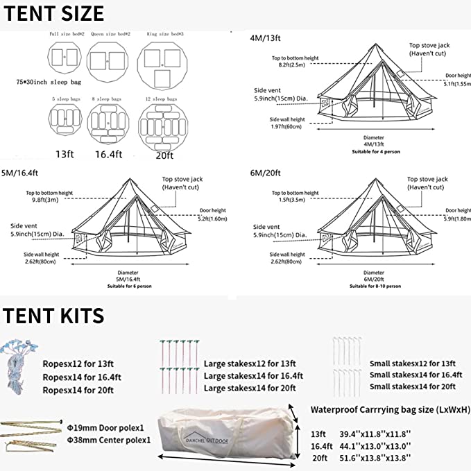 Cotton Canvas Yurt Tent With DIY Cutting Rooftop Stove Jack Bell Tent