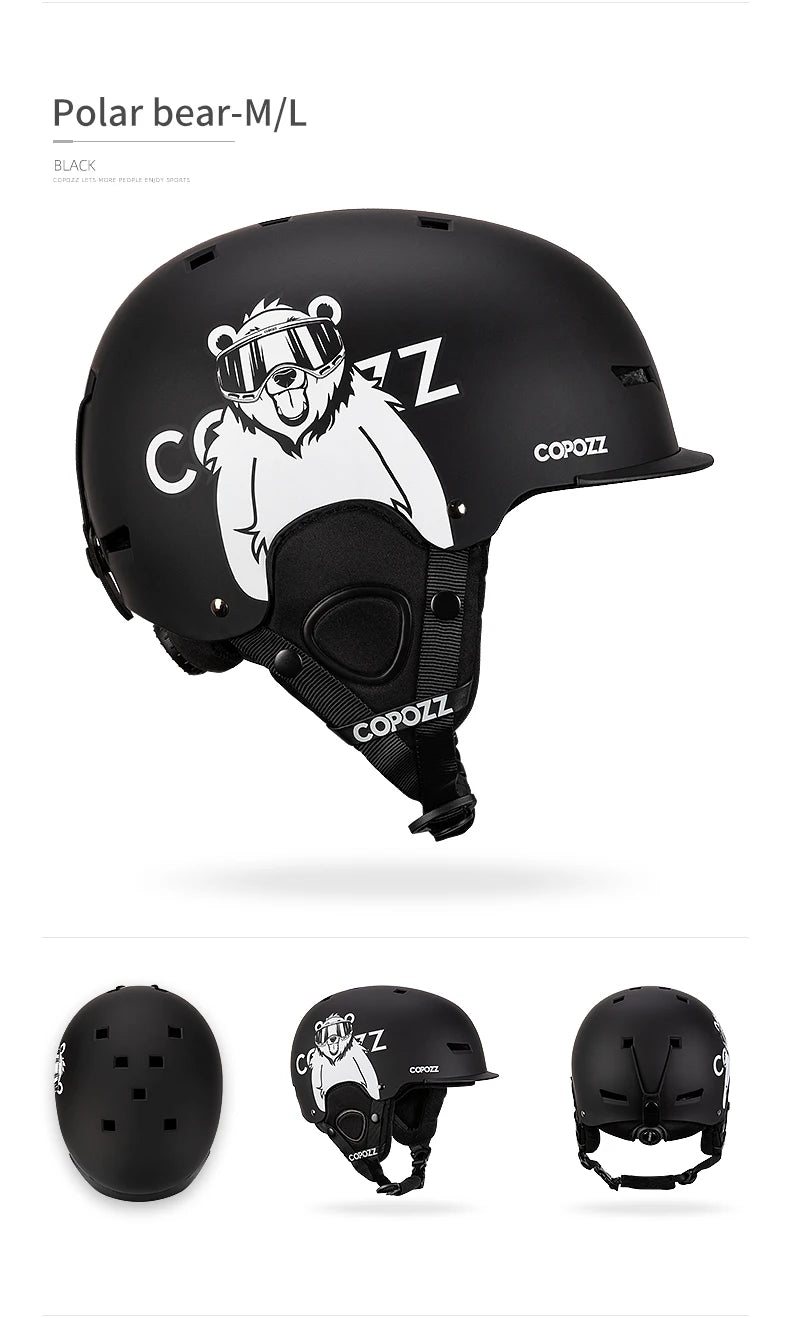 COPOZZ New Unisex Ski Helmet Certificate Half-covered Anti-impact Skiing Helmet For Adult and Kids Snow Safety Snowboard Helmet
