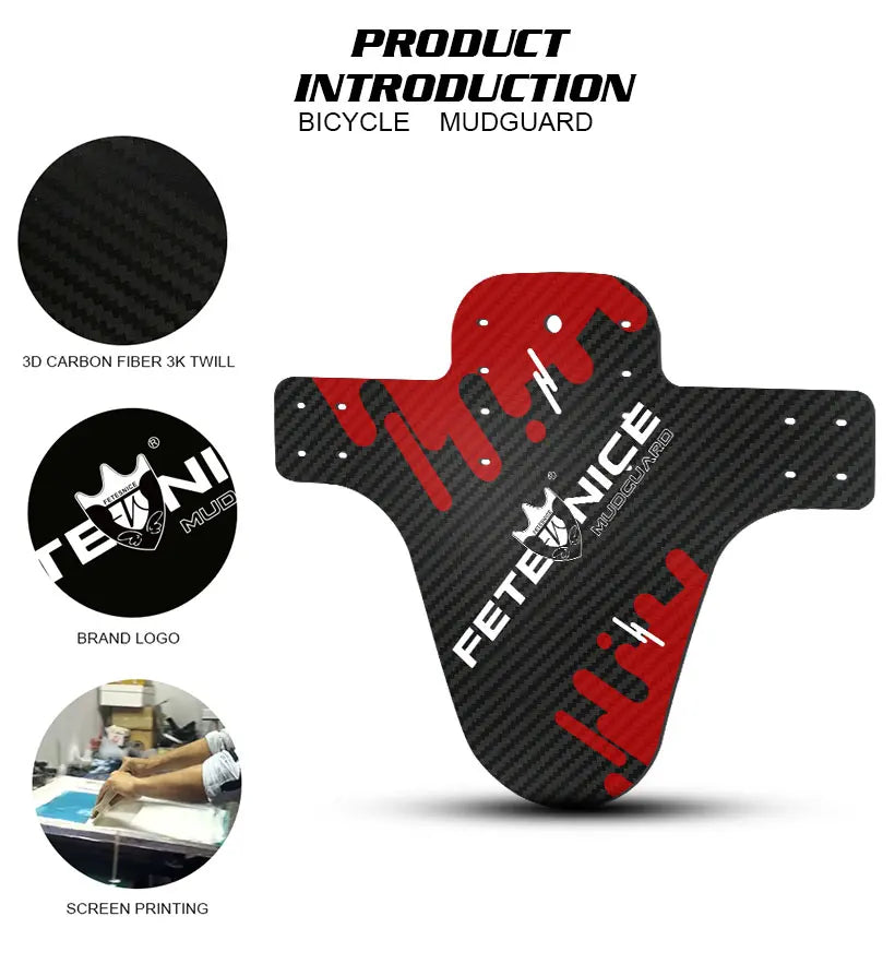 2Pcs Mountain Bike Mudguard 3D Carbon Fiber Twill MTB Fender Front/Rear Tire Wheel Universal Suitable For Disc Brake Bicycle