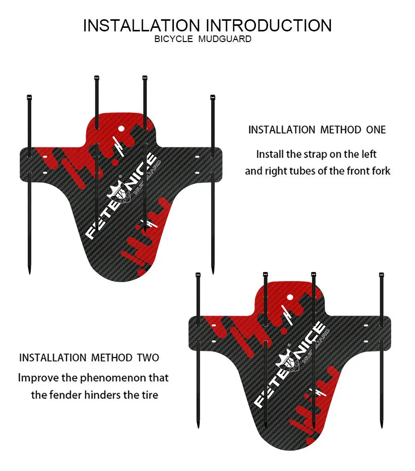 2Pcs Mountain Bike Mudguard 3D Carbon Fiber Twill MTB Fender Front/Rear Tire Wheel Universal Suitable For Disc Brake Bicycle