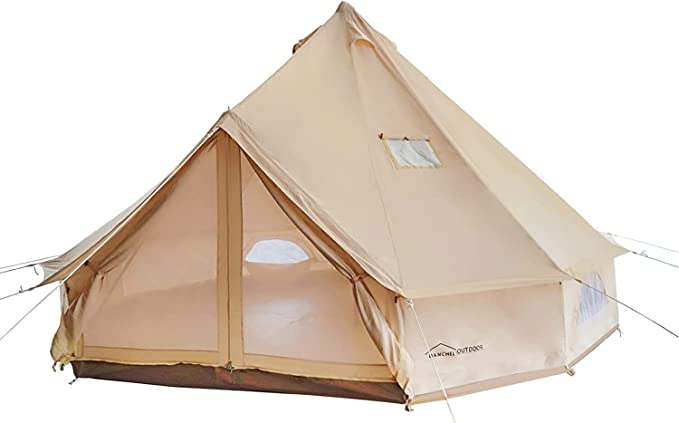 Cotton Canvas Yurt Tent With DIY Cutting Rooftop Stove Jack Bell Tent