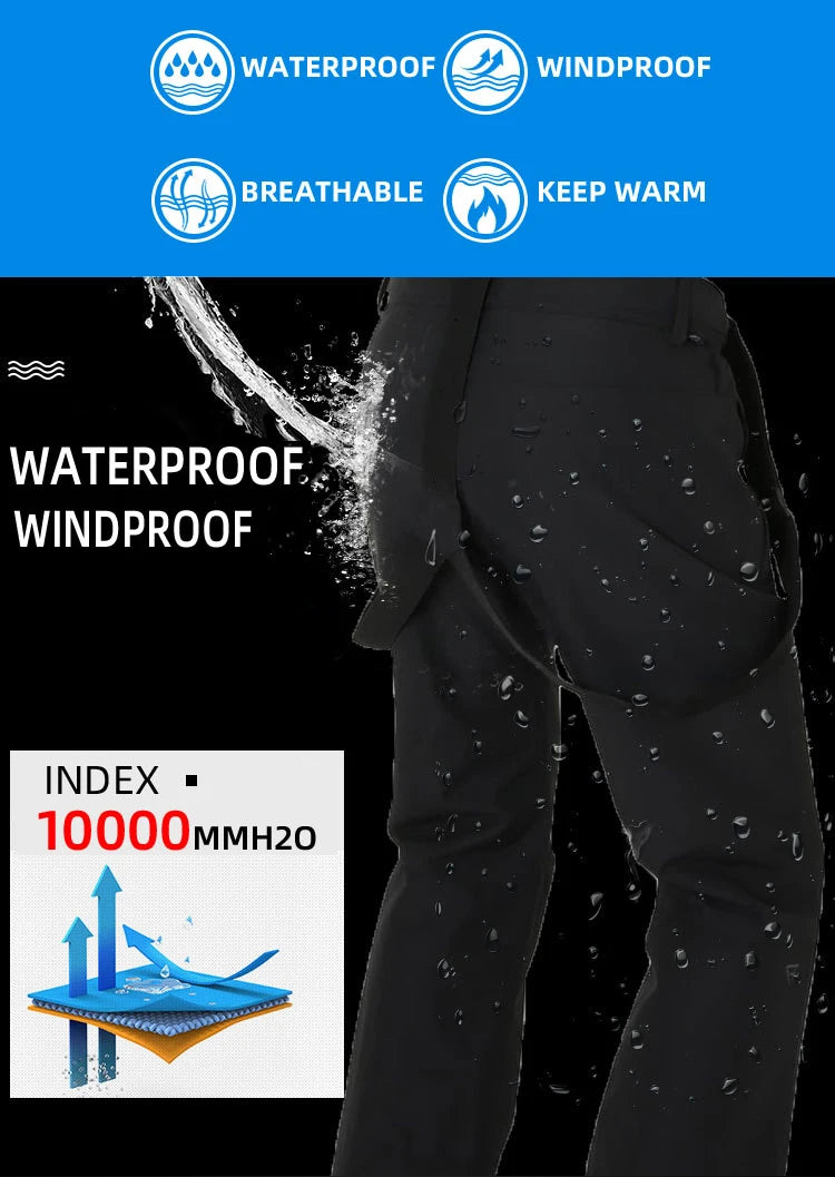 High Quality Men Women Winter Thick Warm Skiing Pants Windproof Waterproof Suspender Trousers Snow Snowboard Pants Plus Size