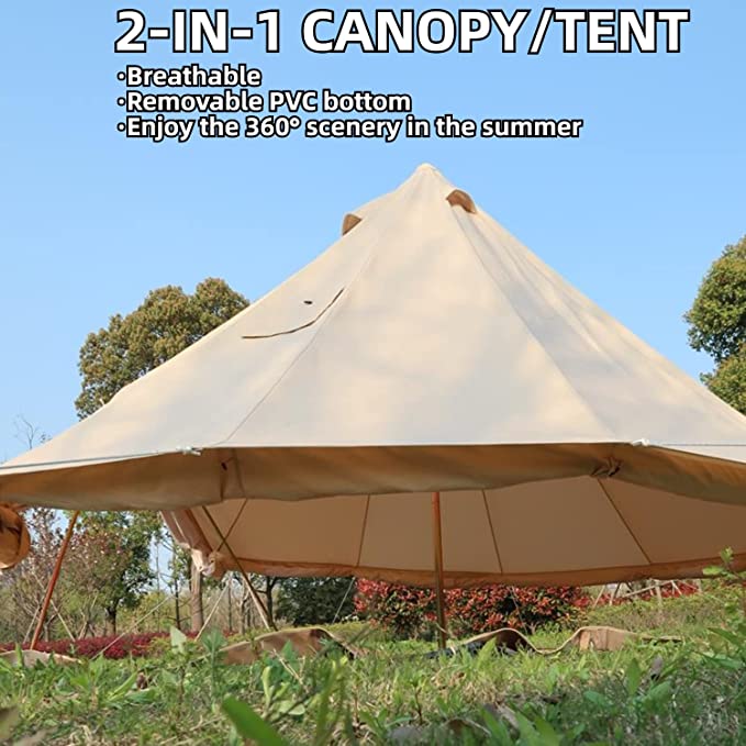 Cotton Canvas Yurt Tent With DIY Cutting Rooftop Stove Jack Bell Tent