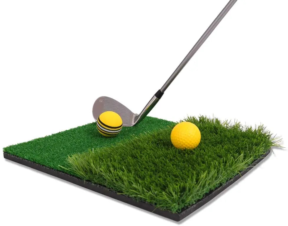 Dual Surface Turf Golf Practice Hitting Mat Portable Golf Hitting Mat Rubber Tee Holder and 6 Golf Practice Balls Included