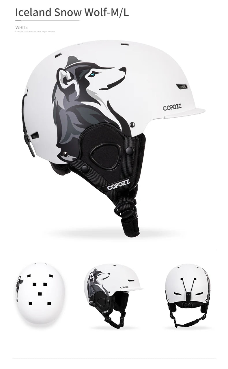 COPOZZ New Unisex Ski Helmet Certificate Half-covered Anti-impact Skiing Helmet For Adult and Kids Snow Safety Snowboard Helmet