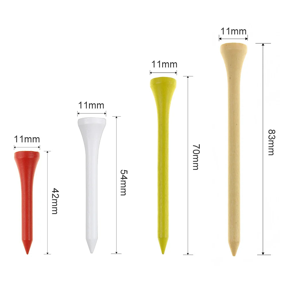 100 Pieces 42 MM Colored Wooden Golf Tees Wood Accessories