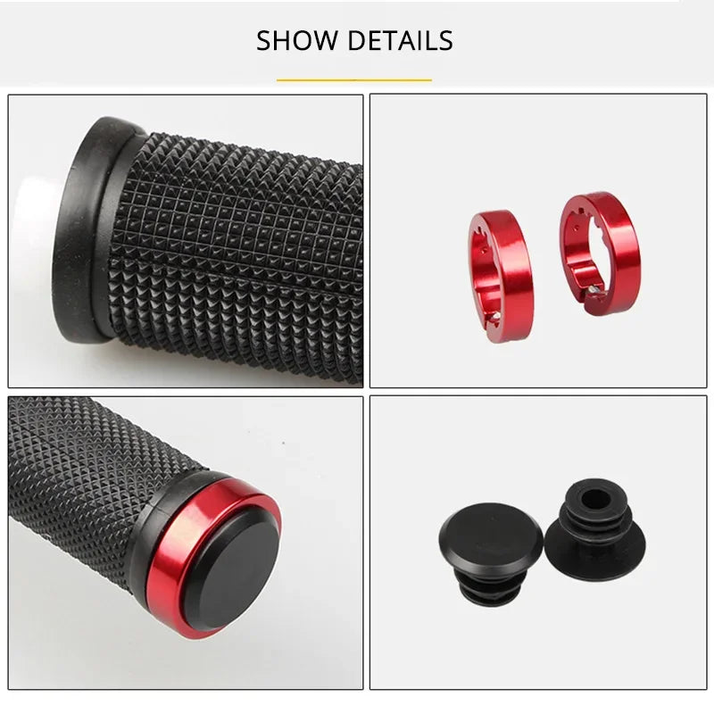 Bicycle Handle Bar Grips Road Mountain Bike Rubber Handlebar Grips MTB Alloy Bilateral Lock Non-slip Grips Cycling Accessories