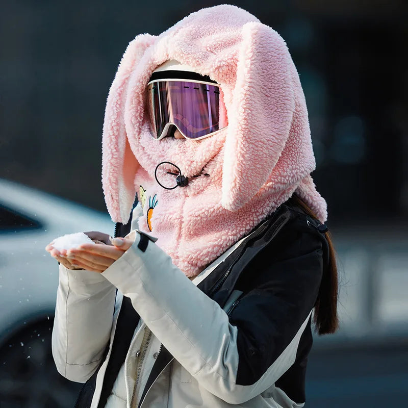 Animal Ear Ski Helmet Cover Bear Cat Ear Skiing Warmer Comfortable Soft Fleece Winter Warm Skiing Head Warmer Ski Accessories