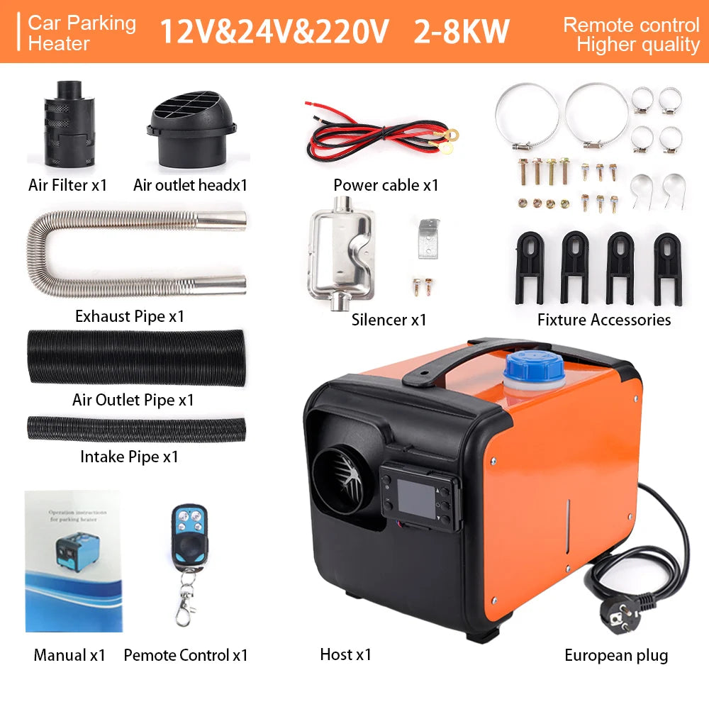 5KW-8KW Car Heater 12V/ 24V/ 220V 3in 1 Car Air Diesel Heater For Bus Auto Boats Trucks RV Ships Air Diesel Parking Heater