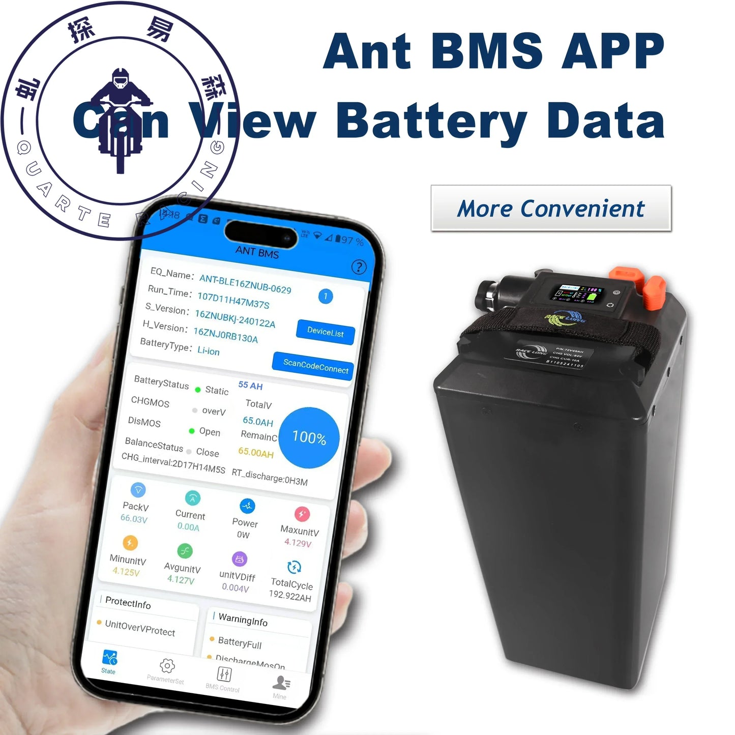 For Light Bee X Segway X160 X260 Battery Large Capacity Bluetooth 72V50AH 60V65AH Direct Replacement Ant BMS Dirtbike Battery