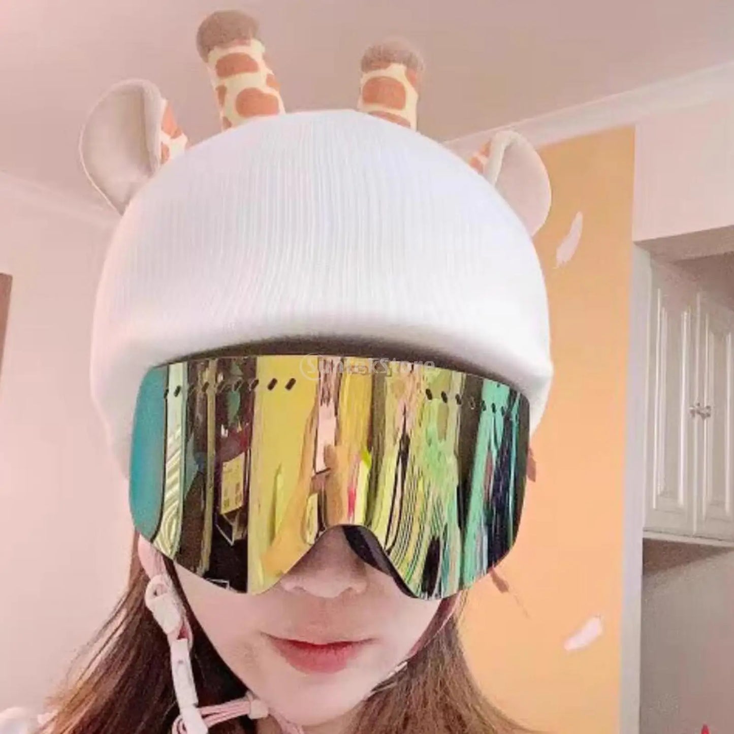 Ski Helmet Cover Funny Single Board Double Board Warm Ski Helmet Cover Personality Cover Unicorn Rabbit Ear Giraffe Lovely Goat
