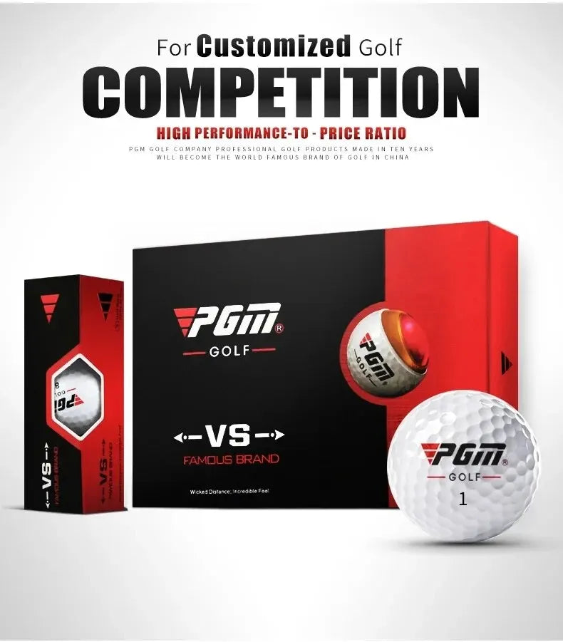 PGM Hardness Golf Practice Balls Outdoor Sport Driving Range Lightweight Synthetic Rubber Golf Three-Layer Competition Balls Set