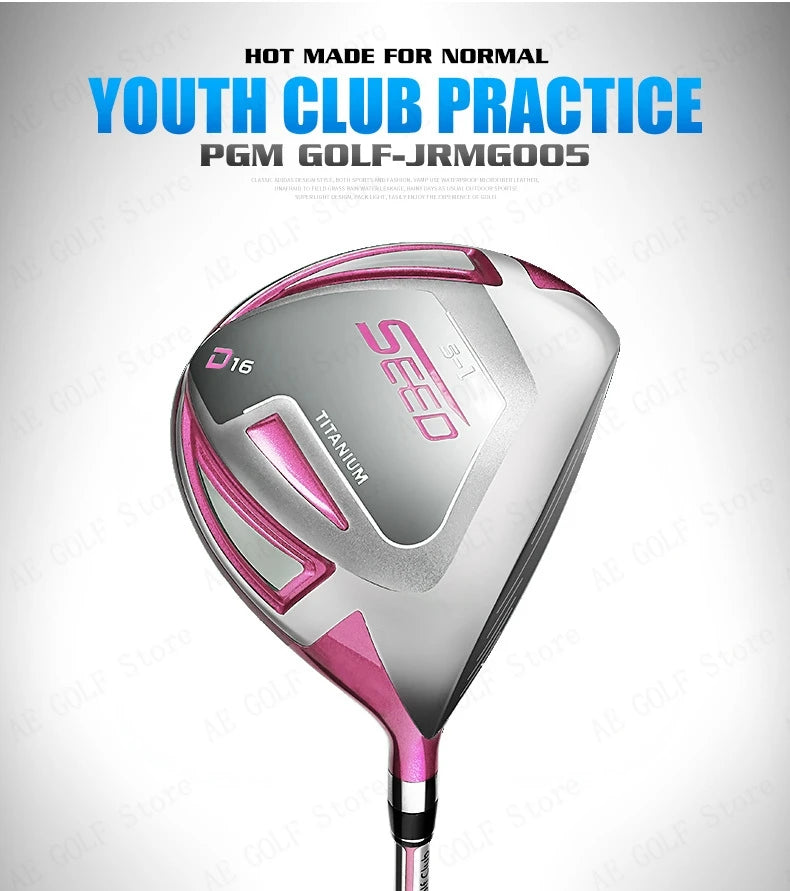 PGM child Golf Club Sets kids Learning Iron Carbon Putter Headcover Bracket Bag 120-165cm Height Boy Kids Junior Clubs JRTG005