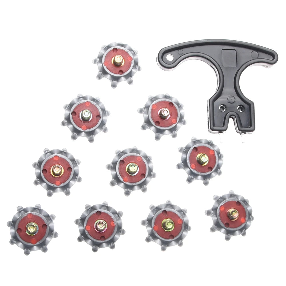 10Pcs Soft Golf Shoe Spikes Metal Thread Studs Replacement Twist Shoe Spikes Replacement Set With Wrench Tool