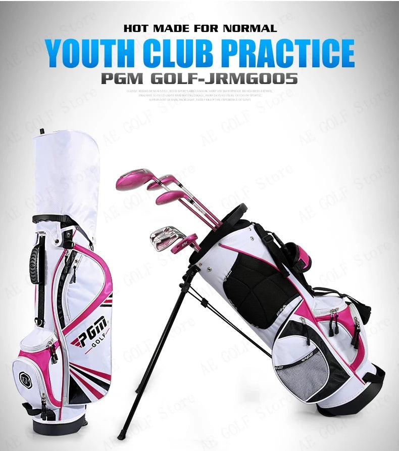 PGM child Golf Club Sets kids Learning Iron Carbon Putter Headcover Bracket Bag 120-165cm Height Boy Kids Junior Clubs JRTG005