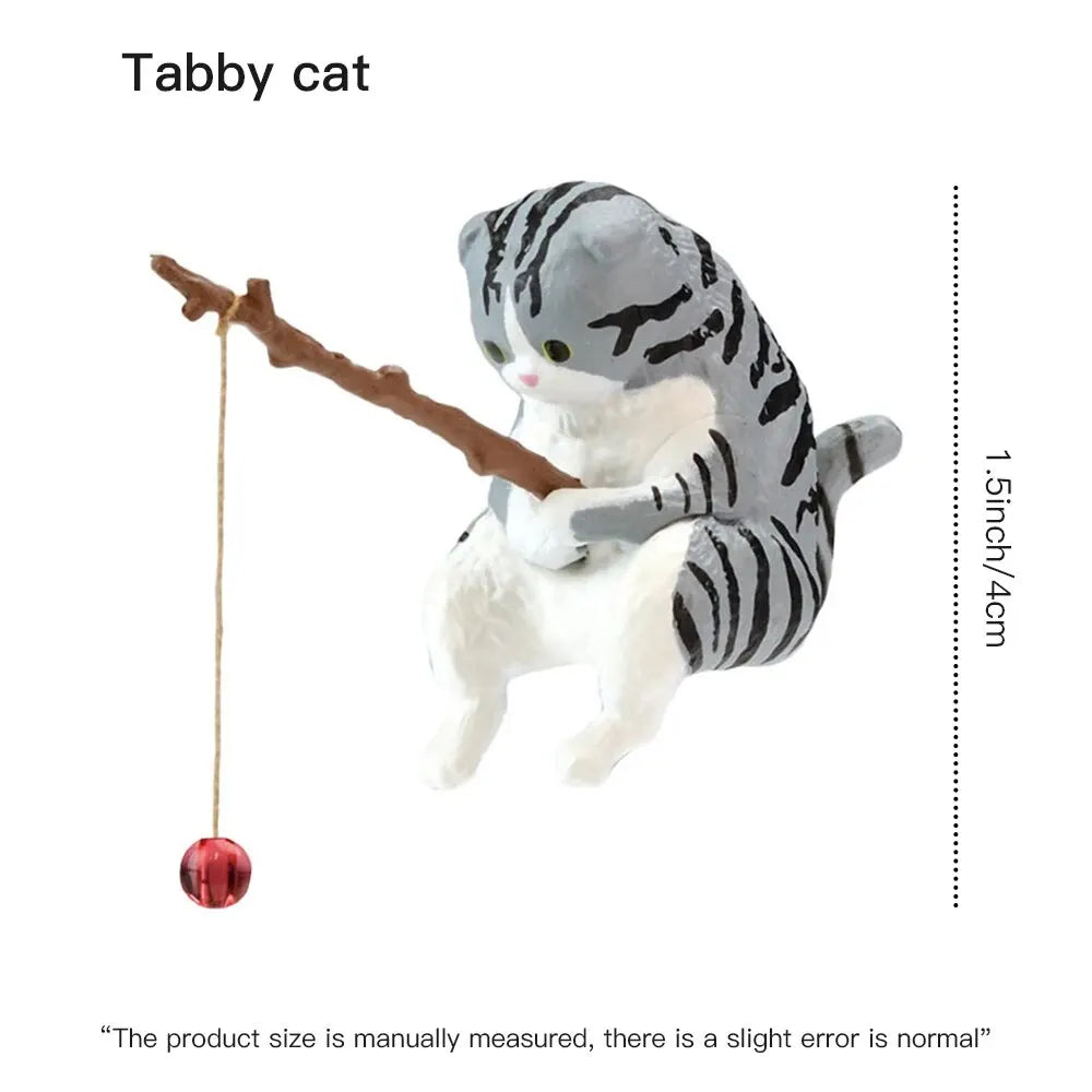 Fish Tank Fishing Cat Hanging Creative Landscape Office Ornaments Fishing Fun Mini Decorative Micro-Landscape