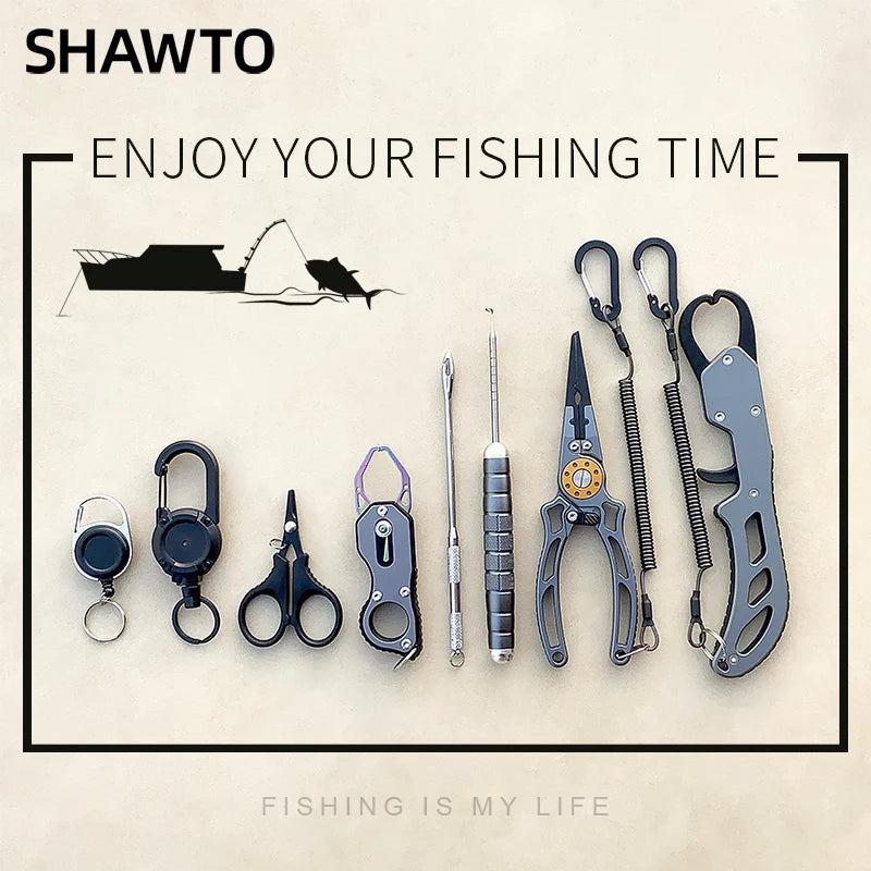 Shawto Titanium Coating Stainless Steel Fishing Scissor Plier Cut PE Braid Line Cutter Plies Carp Fishing Accessories Tools