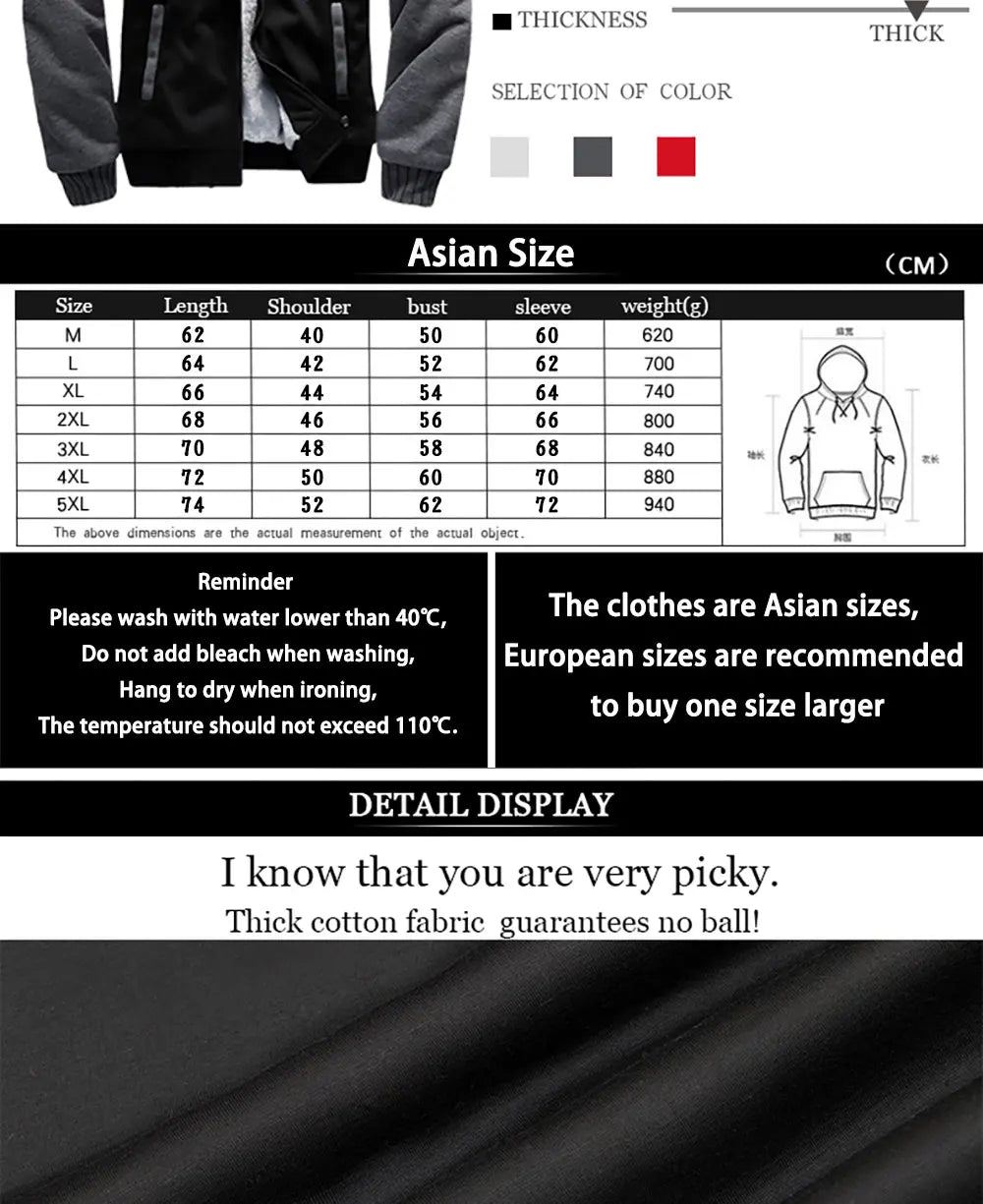 First Of All I Love Peanut Butter Men's Hoodies Thickened Zipper Fashion fur-liner Warm M-XXXXXL Hoody Winter Quality Clothes