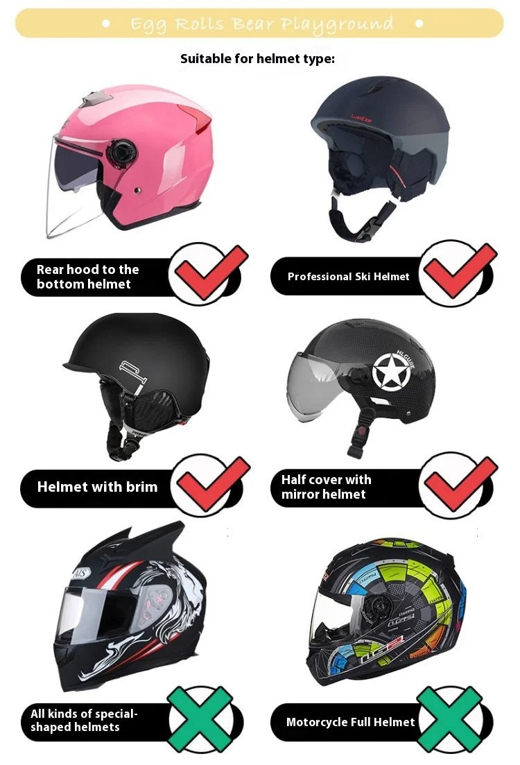 Ski Helmet Cover, Comfortable Soft Skiing Head Warmer, Cartoon Cute Decorative Helmet Cover Hat, Fleece Material for Warmth,