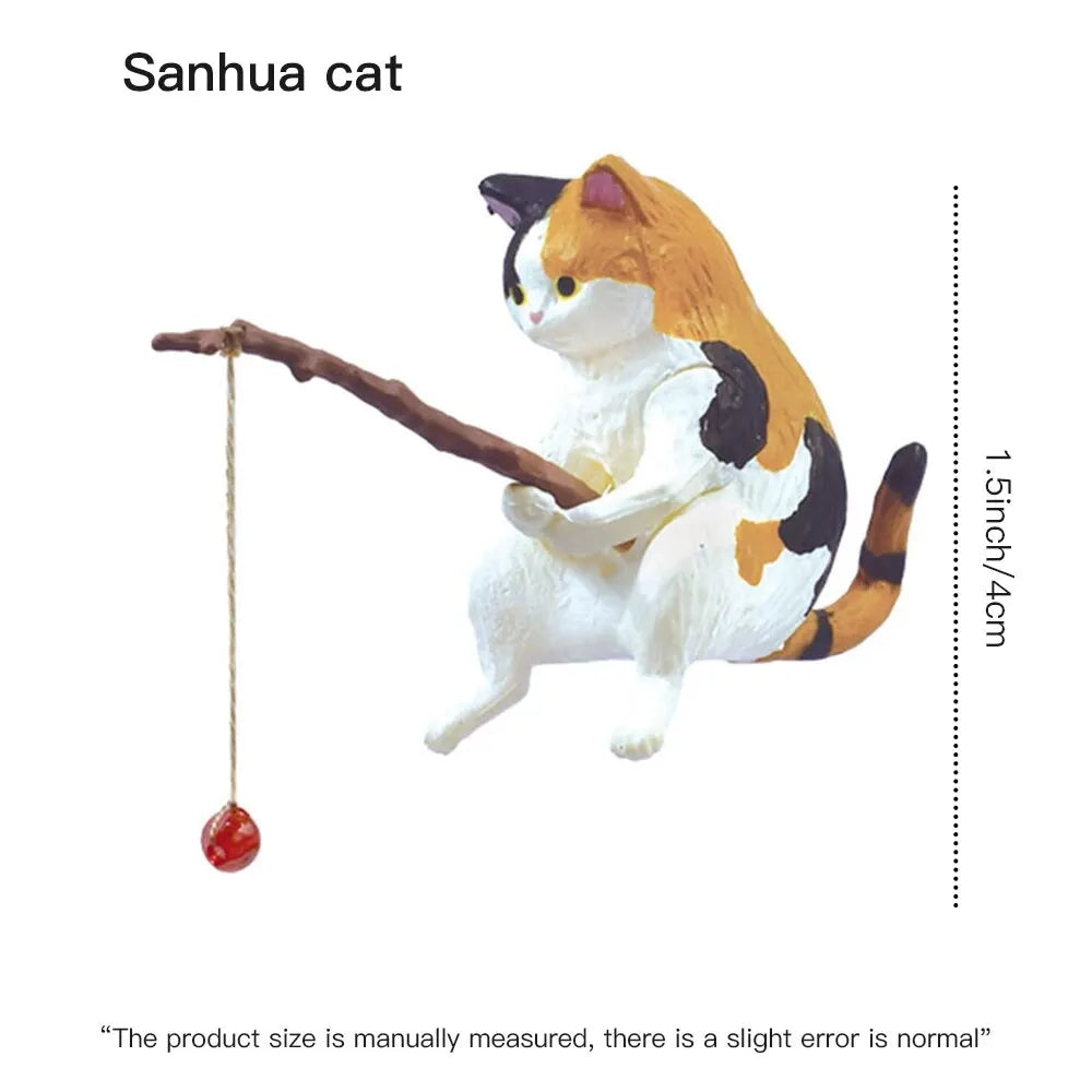 Fish Tank Fishing Cat Hanging Creative Landscape Office Ornaments Fishing Fun Mini Decorative Micro-Landscape