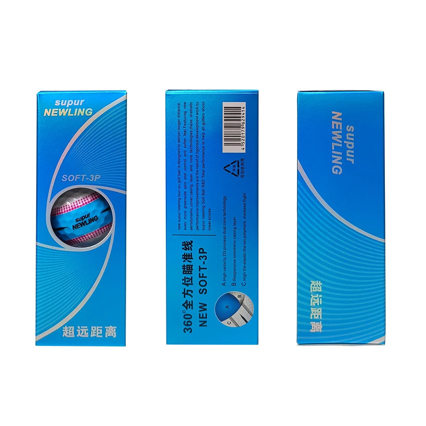 3pcs/box Supur NEWNING Golf Games Ball Three layer Ball for Professional Competition Game Gift for Golfers 4 Colors