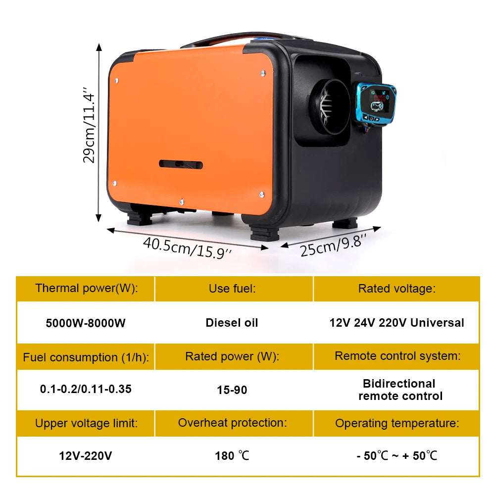 5KW-8KW Car Heater 12V/ 24V/ 220V 3in 1 Car Air Diesel Heater For Bus Auto Boats Trucks RV Ships Air Diesel Parking Heater