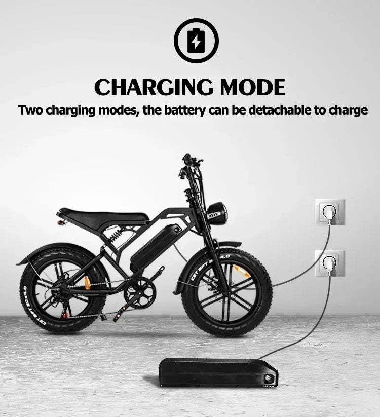 Upgraded Mode V20 Electric Bicycle 1000W 15AH Ebike 20 Inch Fat Tire Electric City Mountain Bike Unisex Electric Bike