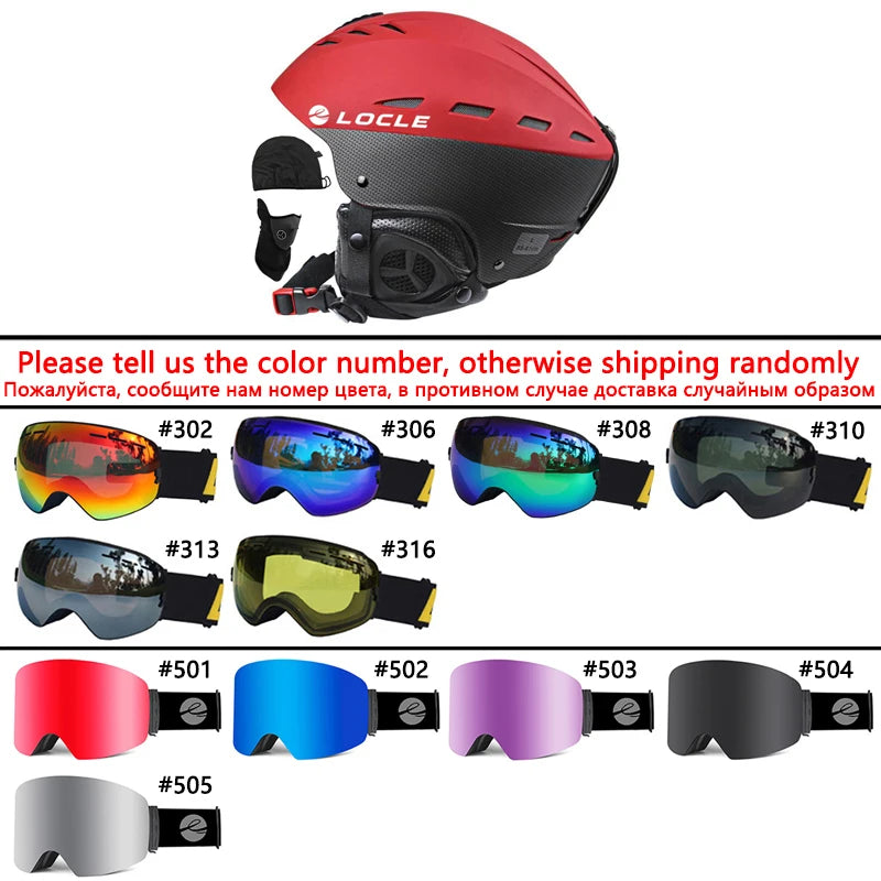 LOCLE Professional Skiing Helmet Men Women Children Ski Helmet Snow Skating Snowboard Snowmobile Skateboard Helmet Size 52-61cm