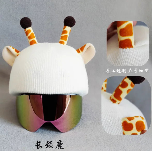 Ski Helmet Cover Cute Cartoon Warm Personality Single Double Board Helmet Cap Bicycle Helmet Doll Decoration Windproof Cover