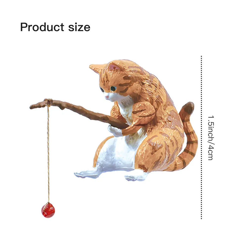 Fish Tank Fishing Cat Hanging Creative Landscape Office Ornaments Fishing Fun Mini Decorative Micro-Landscape