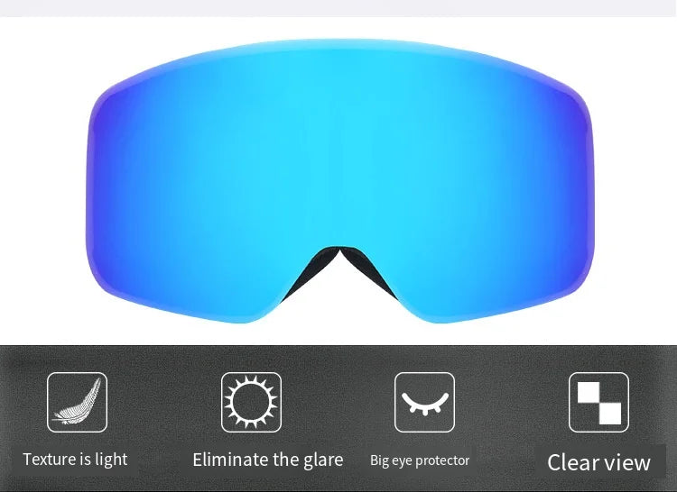 Big Ski Snowboard Goggles Women Men Skiing Eyewear Mask UV 400 Snow Protection Over Glasses Adult Double Anti-Fog Cylindrical