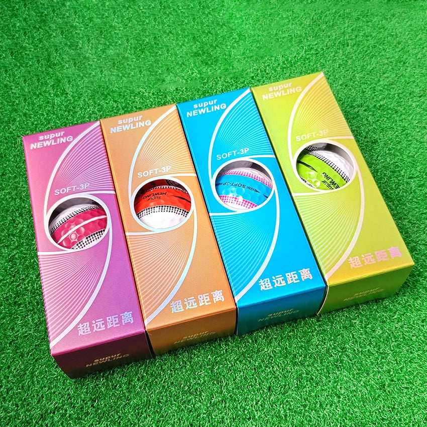 3pcs/box Supur NEWNING Golf Games Ball Three layer Ball for Professional Competition Game Gift for Golfers 4 Colors