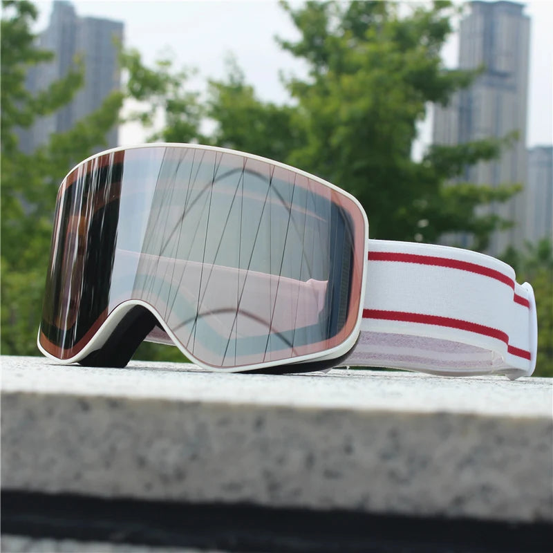Ski Snowboard Goggles Women Men Skiing Eyewear Mask UV 400 Snow Protection Over Glasses Adult Double Anti-Fog Cylindrical