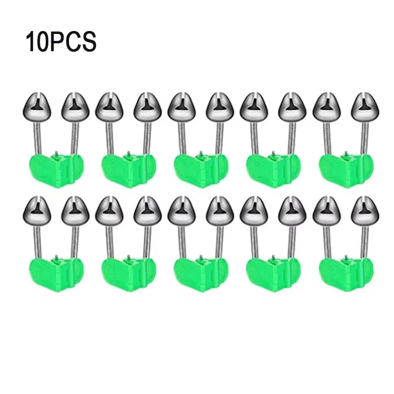 5/10pcs Fishing Bite Alarms Fishing Rod Bells Tip Clip Bells Ring Green ABS Fishing Accessory Outdoor Pole Fish Bites Indicators