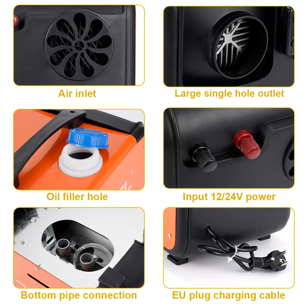 5KW-8KW Car Heater 12V/ 24V/ 220V 3in 1 Car Air Diesel Heater For Bus Auto Boats Trucks RV Ships Air Diesel Parking Heater