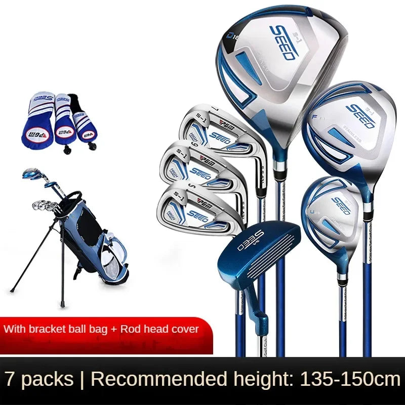 PGM child Golf Club Sets kids Learning Iron Carbon Putter Headcover Bracket Bag 120-165cm Height Boy Kids Junior Clubs JRTG005