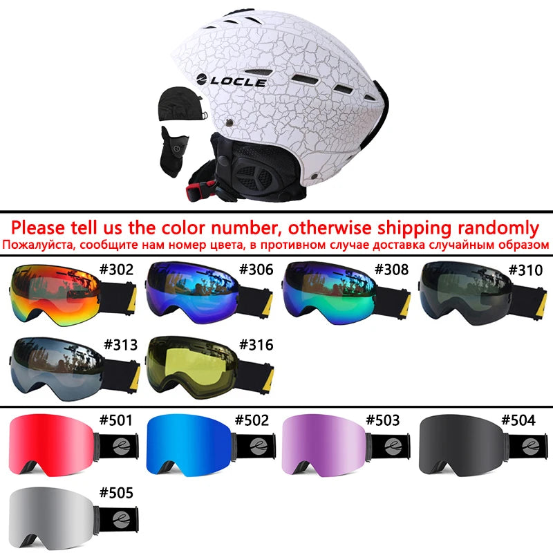 LOCLE Professional Skiing Helmet Men Women Children Ski Helmet Snow Skating Snowboard Snowmobile Skateboard Helmet Size 52-61cm