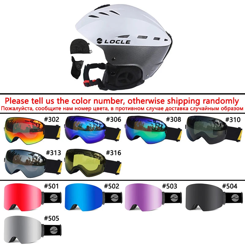 LOCLE Professional Skiing Helmet Men Women Children Ski Helmet Snow Skating Snowboard Snowmobile Skateboard Helmet Size 52-61cm