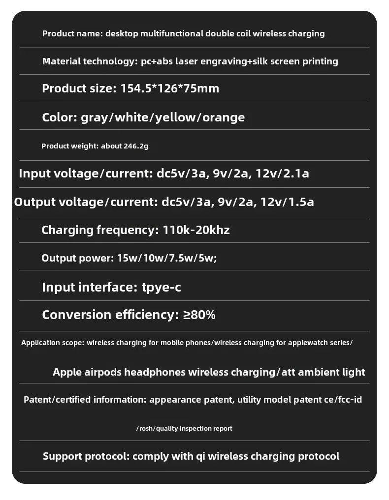 Small Forklift Wireless Charger Fast Charging Charging Station 3 in 1 High Speed Charger Base Stand for Cell Phone IWatch Airpod